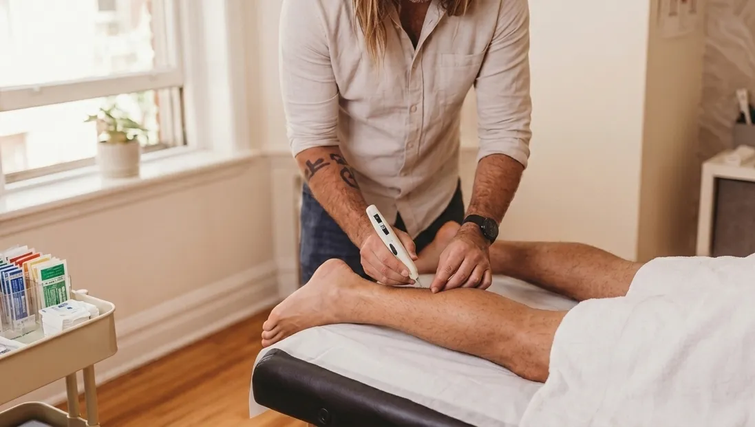 Dr. Truth Robinson performing motor point needling Byron Bay